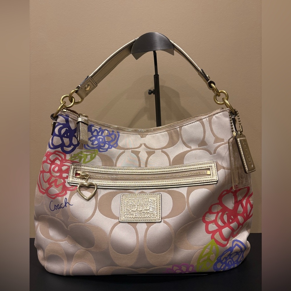 Coach Poppy Signature C Graffiti Floral Hobo Bag - Picture 2 of 10